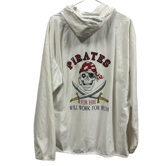 Cottonseed Pirates Will Work for Rum Full Zip White Hooded Jacket Mens XL - Picture 2 of 11